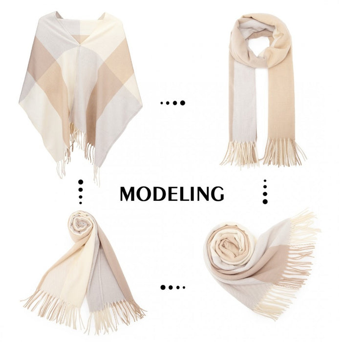 Colour-Block Scarf with Fringe Detailing – Oversized Design – SFN4401 – Camel