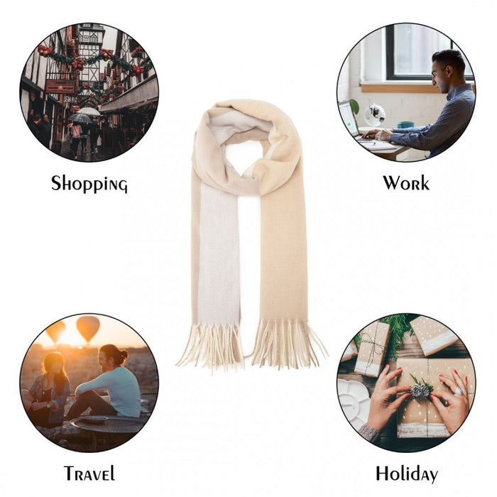 Colour-Block Scarf with Fringe Detailing – Oversized Design – SFN4401 – Camel