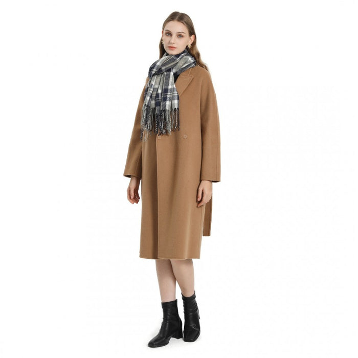 Colour-Block Scarf with Fringe Detailing – Oversized Design – SFN4401 – Dark Blue