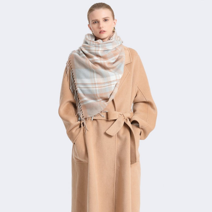 Colour-Block Scarf with Fringe Detailing – Oversized Design – SFN4401 – Light Blue