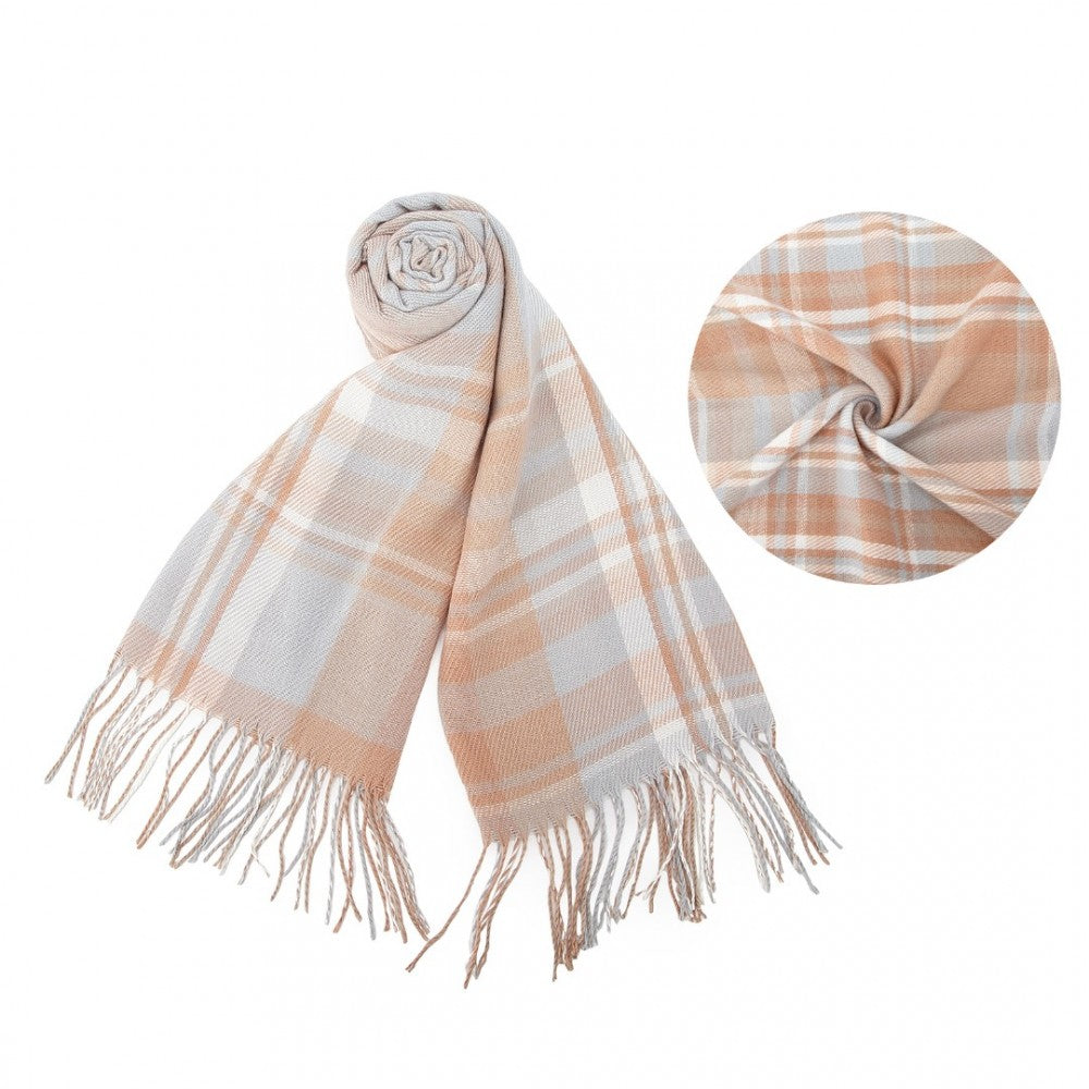 Colour-Block Scarf with Fringe Detailing – Oversized Design – SFN4401 – Light Blue