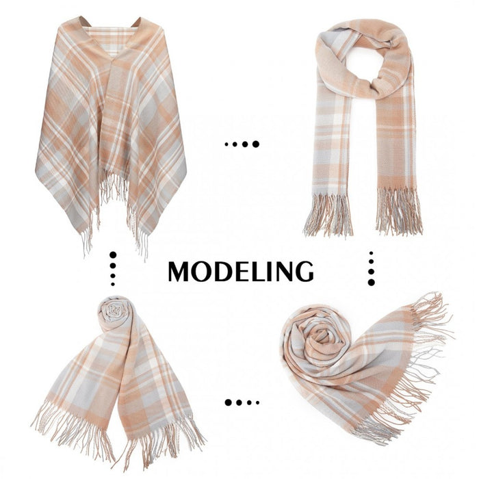 Colour-Block Scarf with Fringe Detailing – Oversized Design – SFN4401 – Light Blue