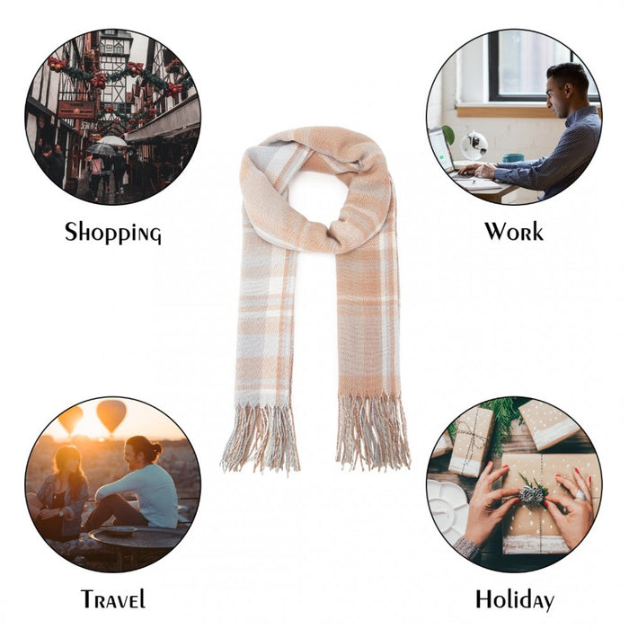 Colour-Block Scarf with Fringe Detailing – Oversized Design – SFN4401 – Light Blue