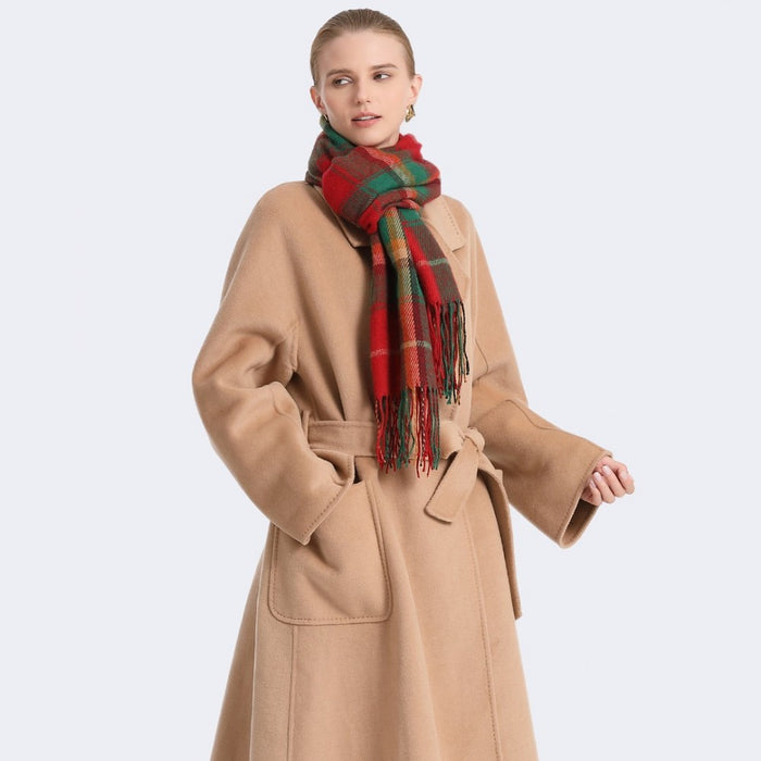 Colour-Block Scarf with Fringe Detailing – Oversized Design – SFN4401 – Red