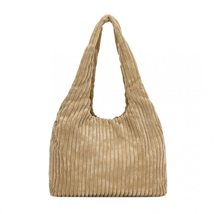 Reversible Corduroy Shoulder Bag with Interior – Brown