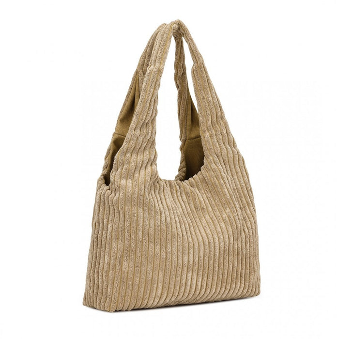 Reversible Corduroy Shoulder Bag with Interior – Brown