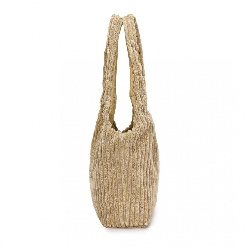 Reversible Corduroy Shoulder Bag with Interior – Brown