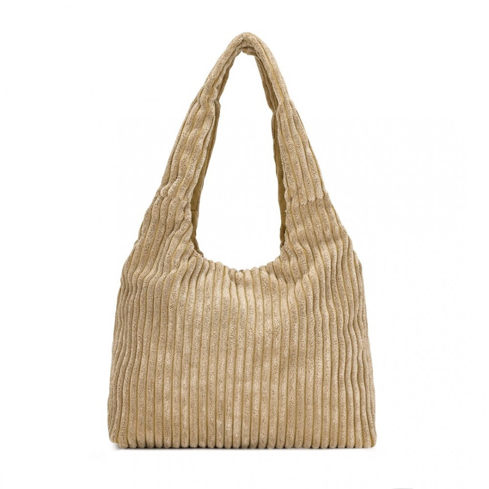 Reversible Corduroy Shoulder Bag with Interior – Brown