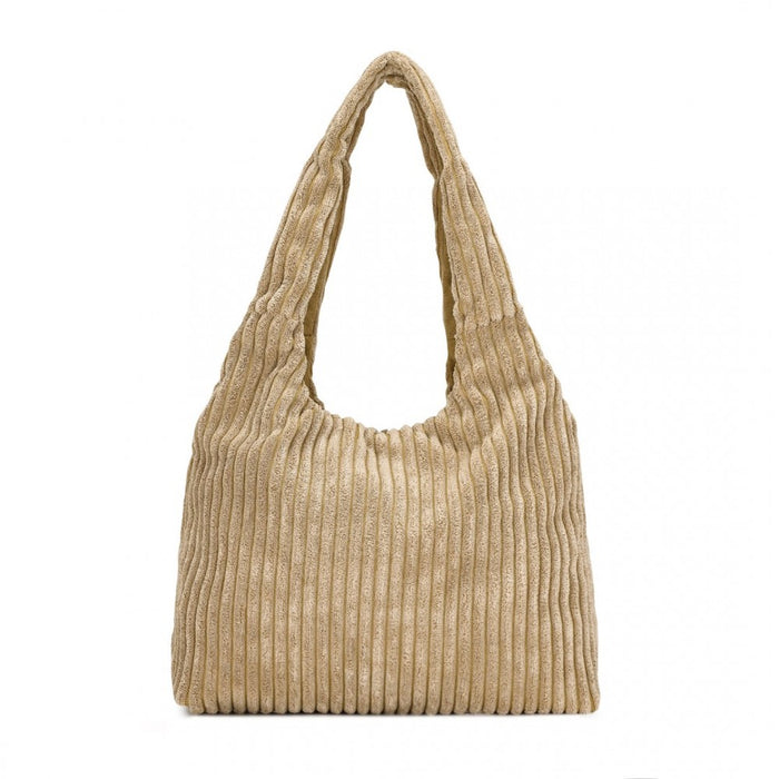 Reversible Corduroy Shoulder Bag with Interior – Brown