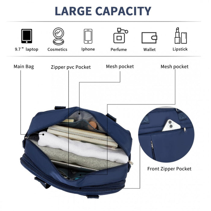 Travel Bag Large Tote Bag and Duffle Bag with Expandable Compartment and Wet/Dry Pocket – Navy