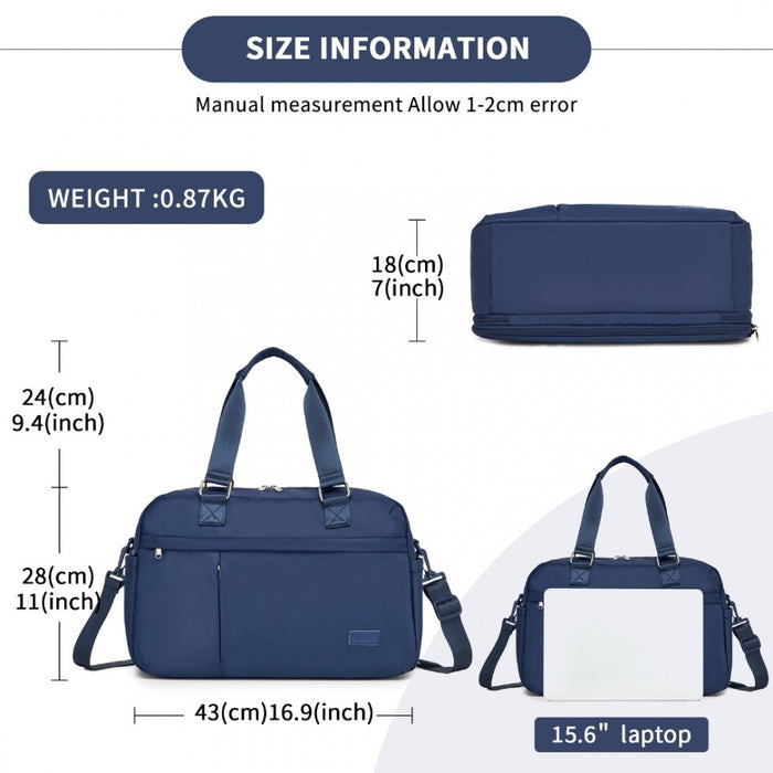Travel Bag Large Tote Bag and Duffle Bag with Expandable Compartment and Wet/Dry Pocket – Navy