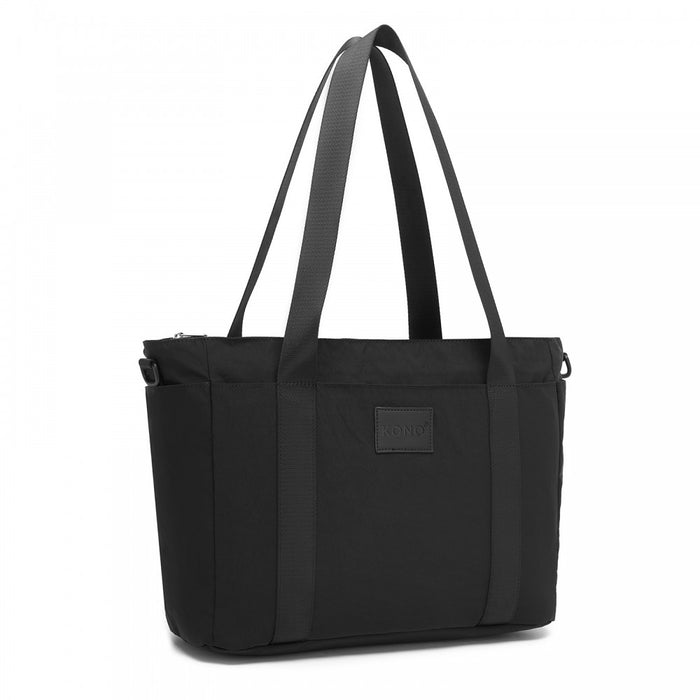 Comfortable and Easy-Carry Large Travel Tote with Trolley Sleeve and Crossbody Strap – Black