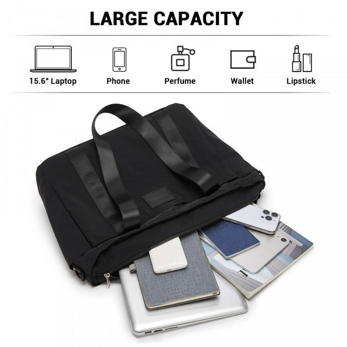 Comfortable and Easy-Carry Large Travel Tote with Trolley Sleeve and Crossbody Strap – Black