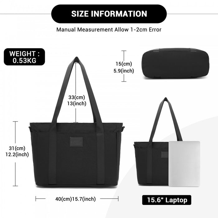 Comfortable and Easy-Carry Large Travel Tote with Trolley Sleeve and Crossbody Strap – Black