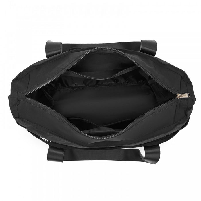 Comfortable and Easy-Carry Large Travel Tote with Trolley Sleeve and Crossbody Strap – Black