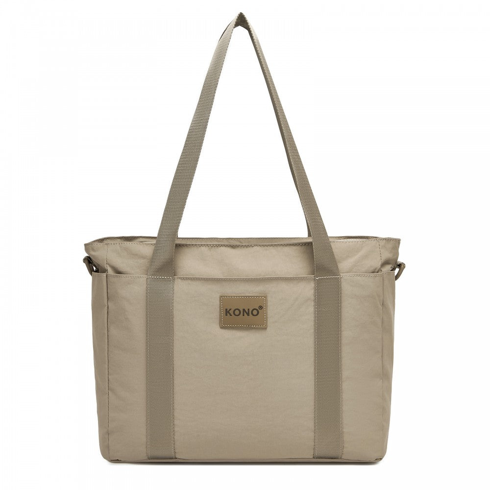 Comfortable and Easy-Carry Large Travel Tote with Trolley Sleeve and Crossbody Strap – Khaki