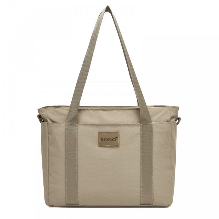 Comfortable and Easy-Carry Large Travel Tote with Trolley Sleeve and Crossbody Strap – Khaki