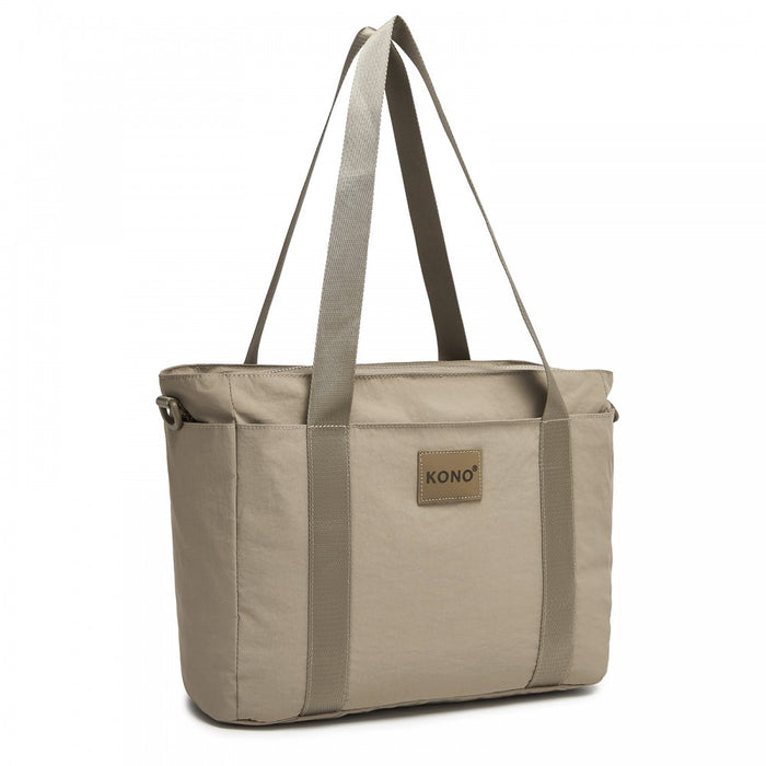 Comfortable and Easy-Carry Large Travel Tote with Trolley Sleeve and Crossbody Strap – Khaki