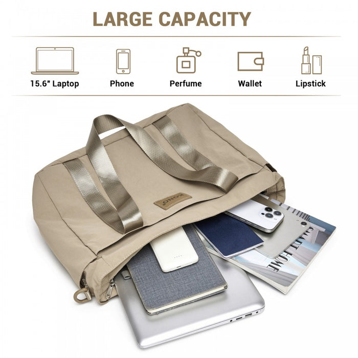 Comfortable and Easy-Carry Large Travel Tote with Trolley Sleeve and Crossbody Strap – Khaki