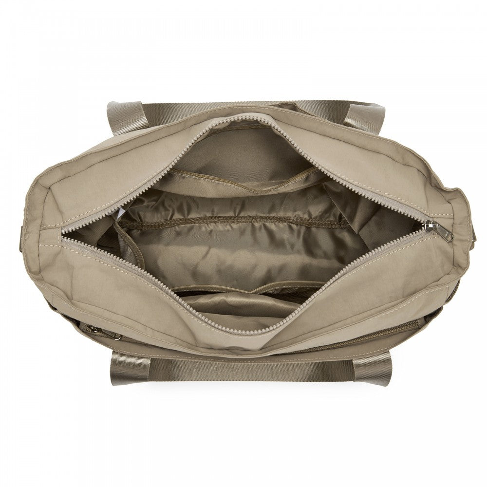 Comfortable and Easy-Carry Large Travel Tote with Trolley Sleeve and Crossbody Strap – Khaki