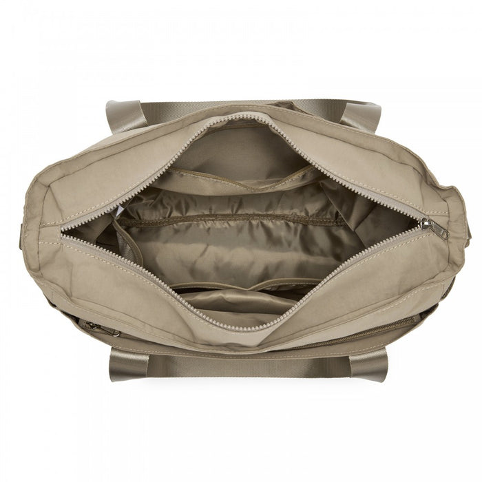 Comfortable and Easy-Carry Large Travel Tote with Trolley Sleeve and Crossbody Strap – Khaki