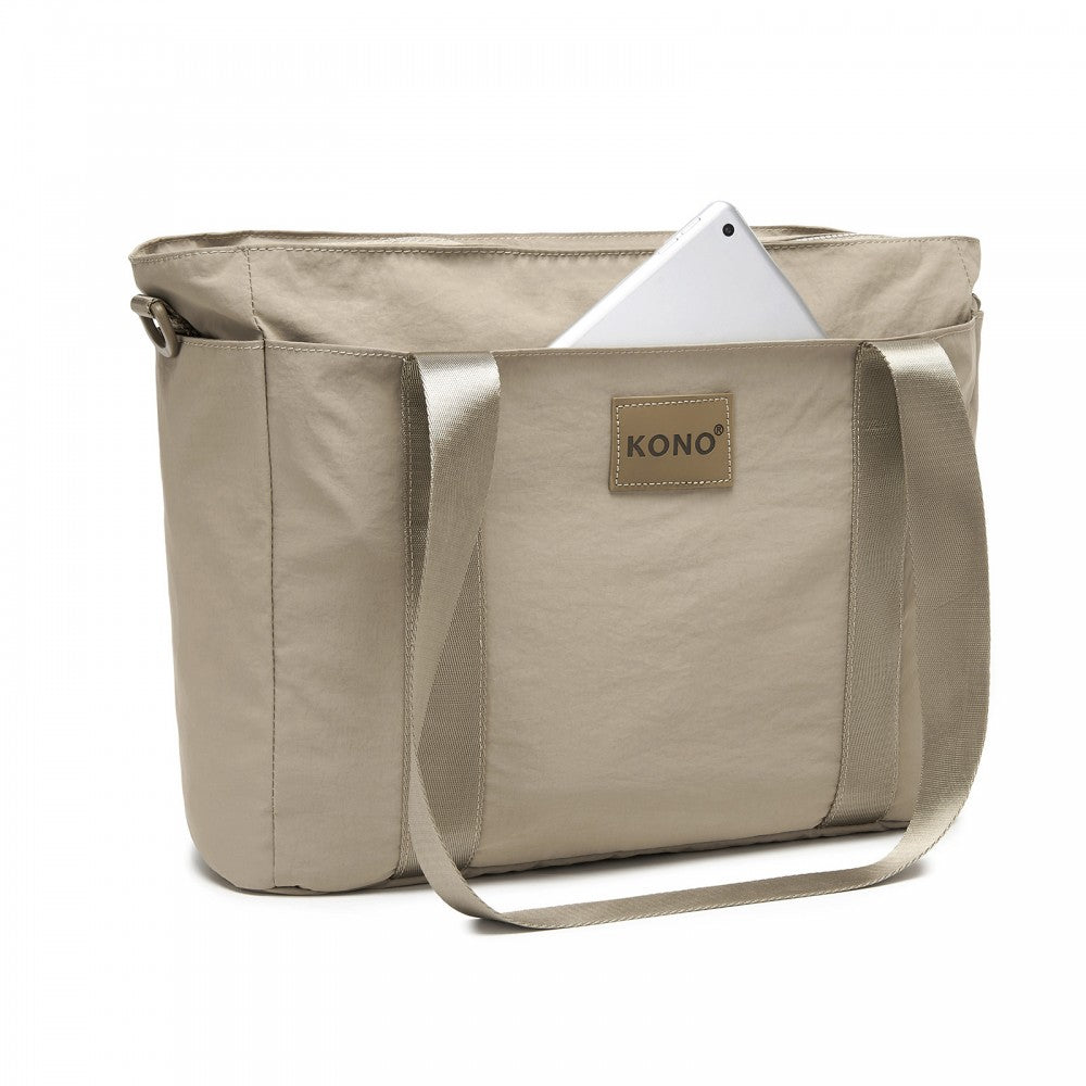 Comfortable and Easy-Carry Large Travel Tote with Trolley Sleeve and Crossbody Strap – Khaki
