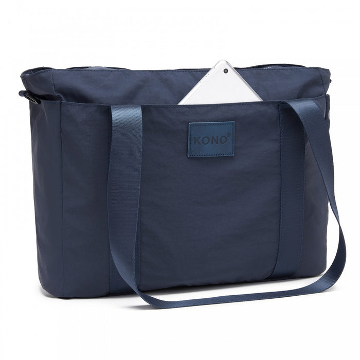 Comfortable and Easy-Carry Large Travel Tote with Trolley Sleeve and Crossbody Strap – Navy