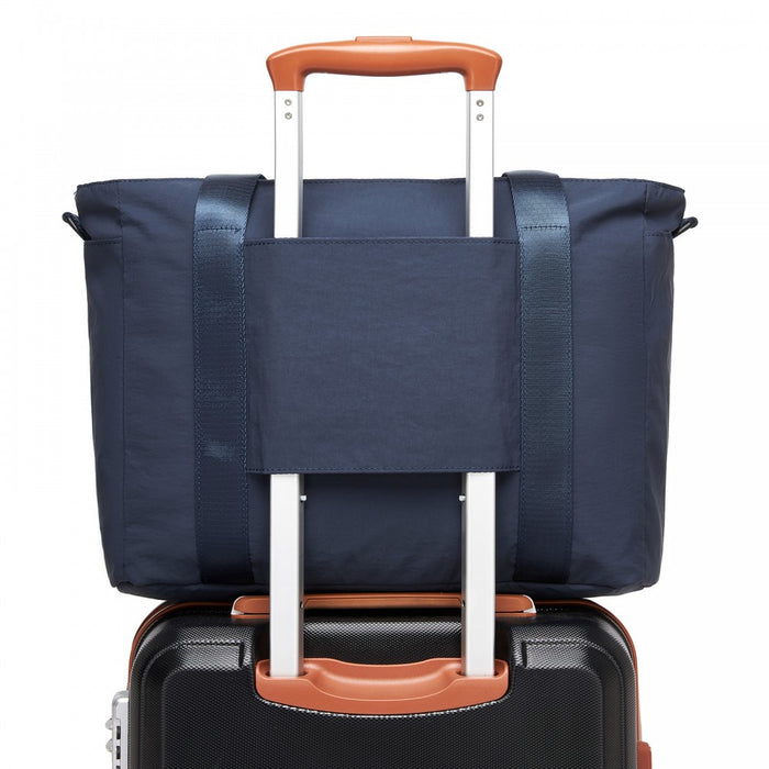 Comfortable and Easy-Carry Large Travel Tote with Trolley Sleeve and Crossbody Strap – Navy