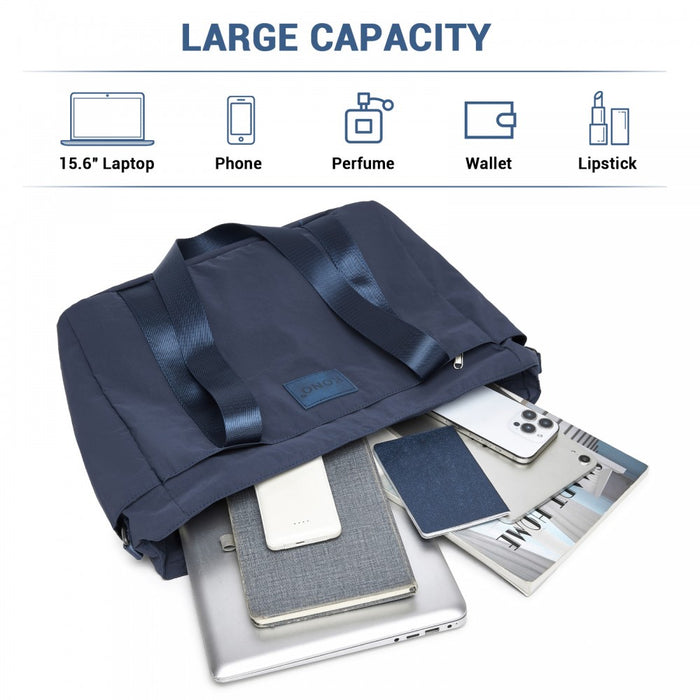 Comfortable and Easy-Carry Large Travel Tote with Trolley Sleeve and Crossbody Strap – Navy