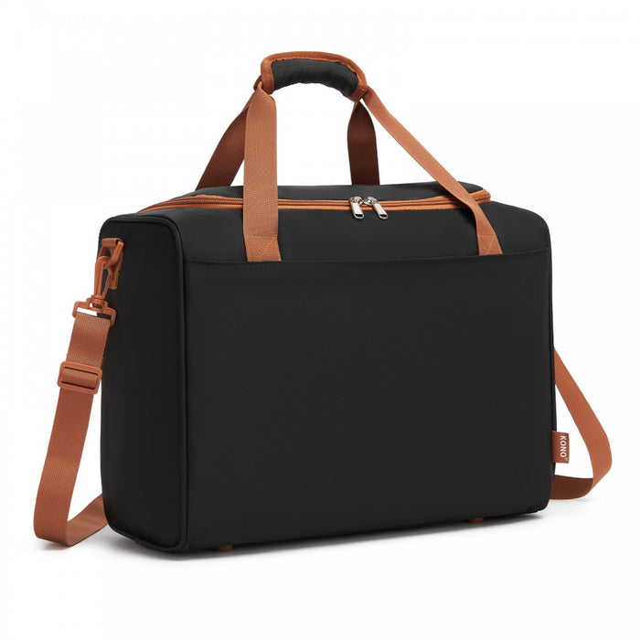 Compact and Lightweight Personal-Item Travel Bag – U-Zip Wide Opening and Trolley Sleeve – Black and Brown