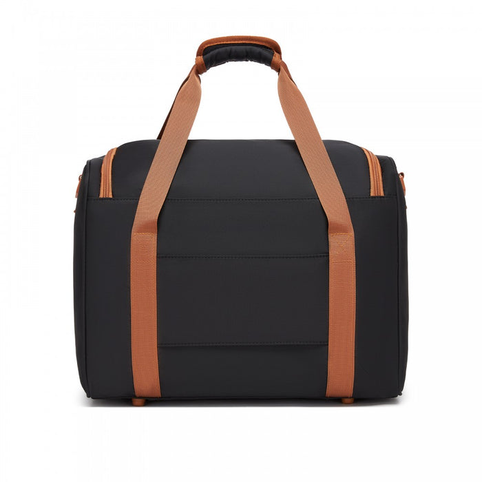 Compact and Lightweight Personal-Item Travel Bag – U-Zip Wide Opening and Trolley Sleeve – Black and Brown
