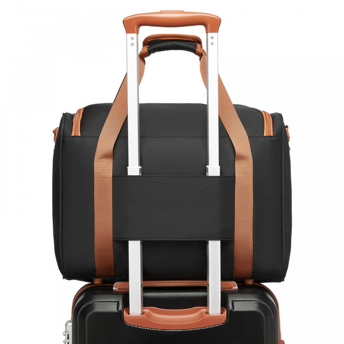 Compact and Lightweight Personal-Item Travel Bag – U-Zip Wide Opening and Trolley Sleeve – Black and Brown