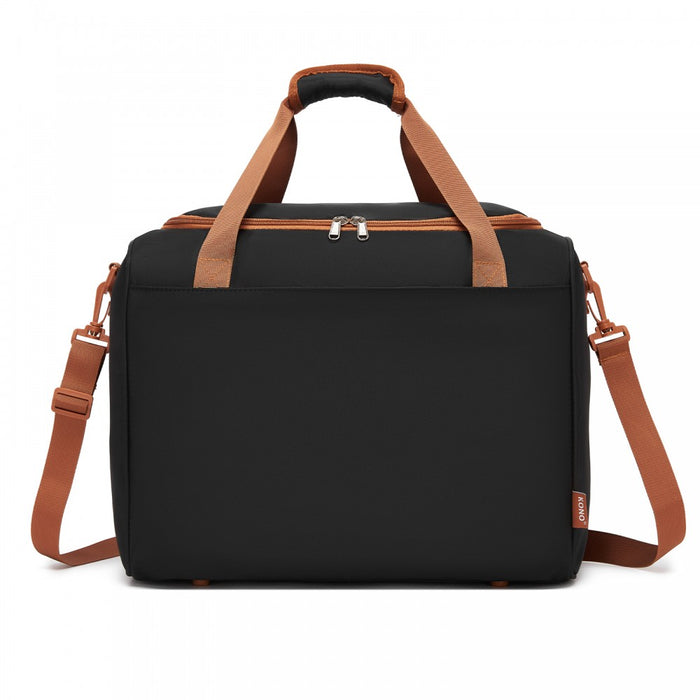 Compact and Lightweight Personal-Item Travel Bag – U-Zip Wide Opening and Trolley Sleeve – Black and Brown