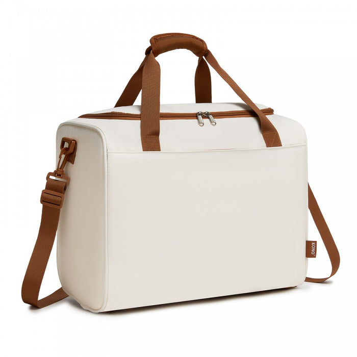 Compact and Lightweight Personal-Item Travel Bag – U-Zip Wide Opening and Trolley Sleeve – Cream