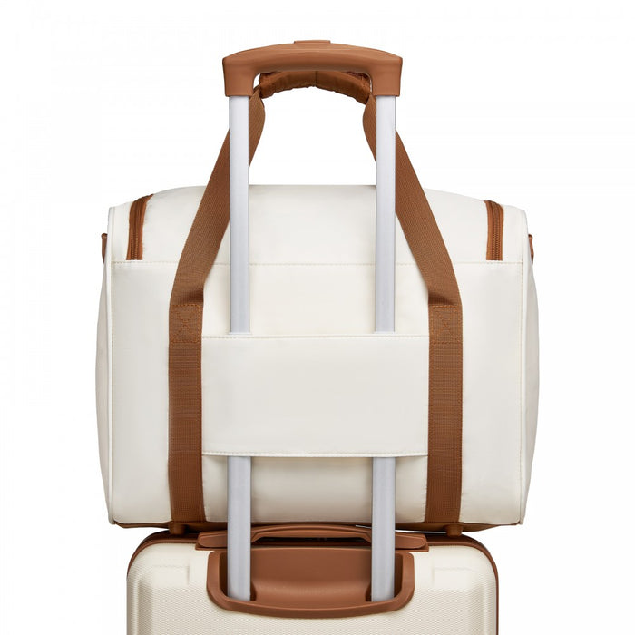 Compact and Lightweight Personal-Item Travel Bag – U-Zip Wide Opening and Trolley Sleeve – Cream
