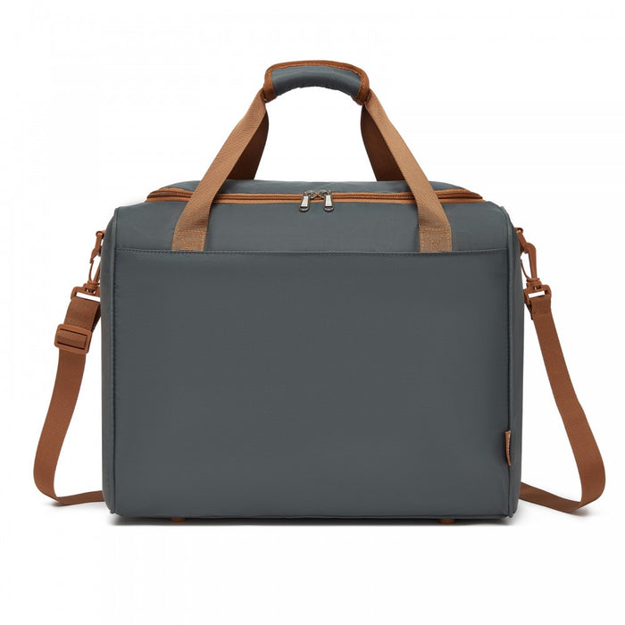 Compact and Lightweight Personal-Item Travel Bag – U-Zip Wide Opening and Trolley Sleeve – Grey and Brown