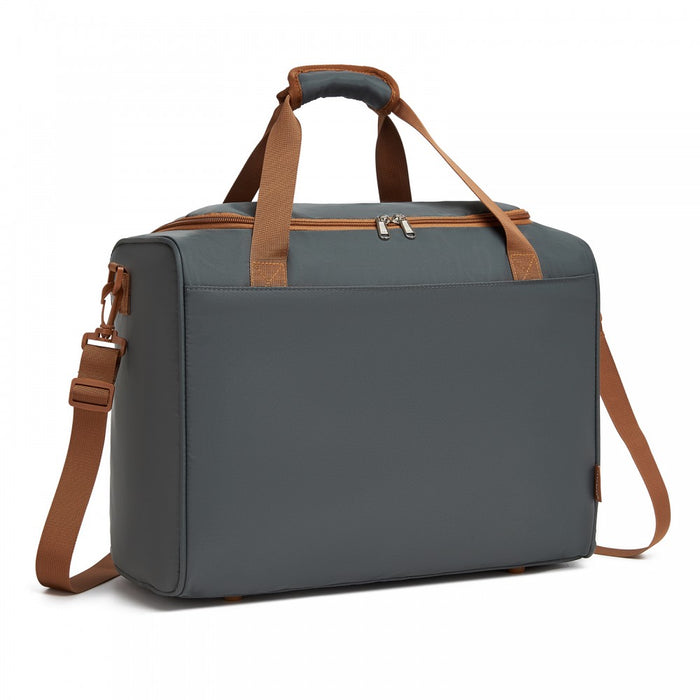 Compact and Lightweight Personal-Item Travel Bag – U-Zip Wide Opening and Trolley Sleeve – Grey and Brown