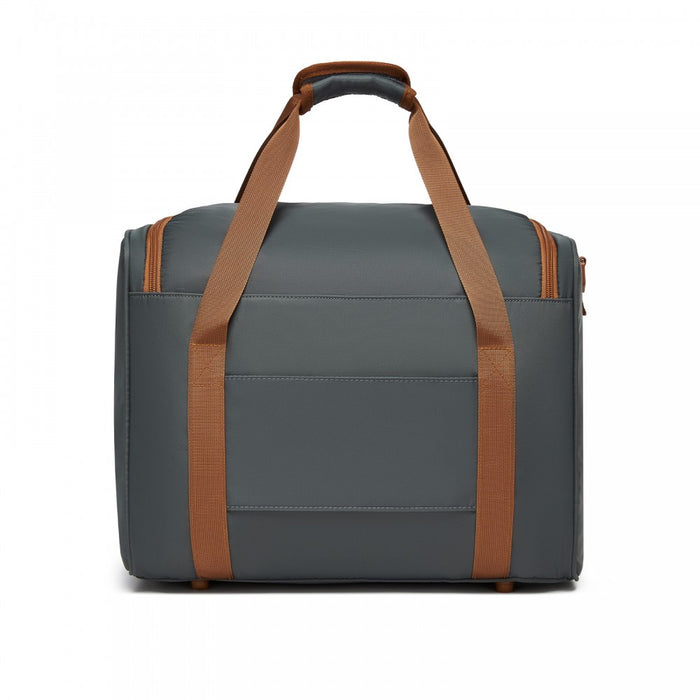Compact and Lightweight Personal-Item Travel Bag – U-Zip Wide Opening and Trolley Sleeve – Grey and Brown