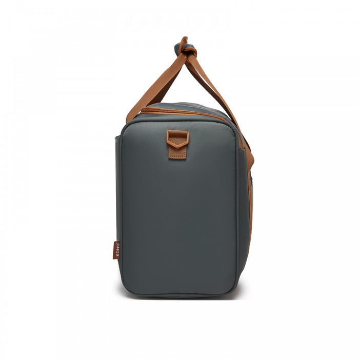 Compact and Lightweight Personal-Item Travel Bag – U-Zip Wide Opening and Trolley Sleeve – Grey and Brown