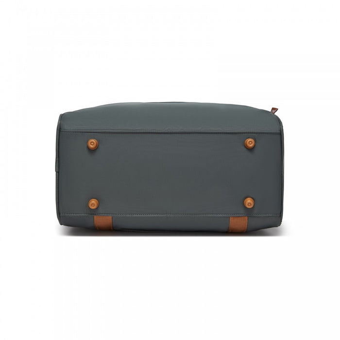 Compact and Lightweight Personal-Item Travel Bag – U-Zip Wide Opening and Trolley Sleeve – Grey and Brown