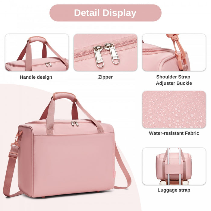 Compact and Lightweight Personal-Item Travel Bag – U-Zip Wide Opening and Trolley Sleeve – Nude