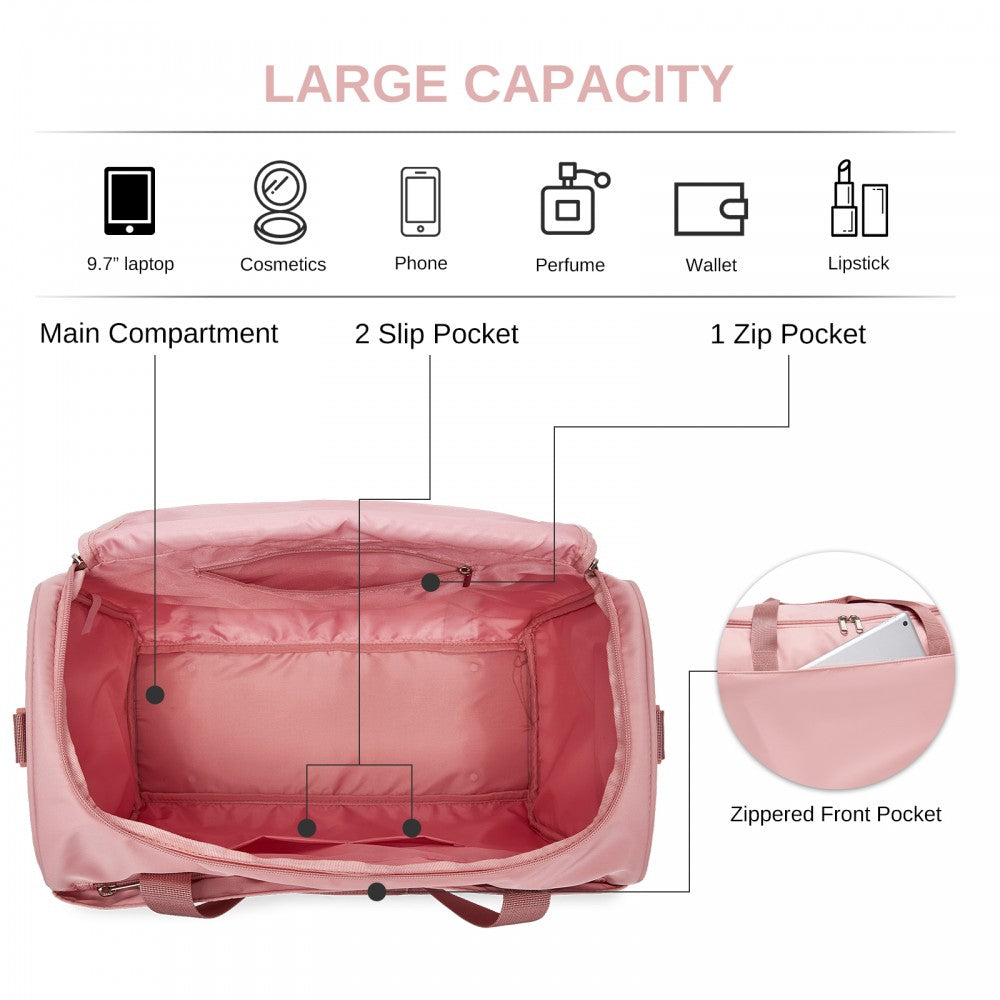 Compact and Lightweight Personal-Item Travel Bag – U-Zip Wide Opening and Trolley Sleeve – Nude