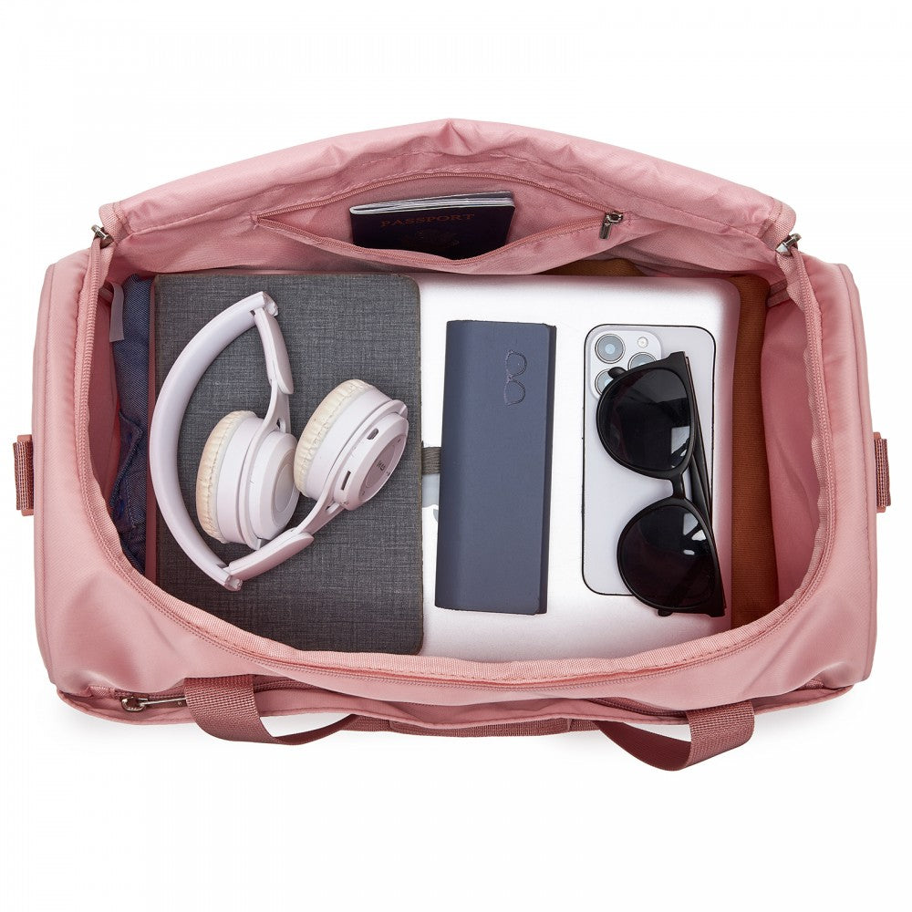 Compact and Lightweight Personal-Item Travel Bag – U-Zip Wide Opening and Trolley Sleeve – Nude