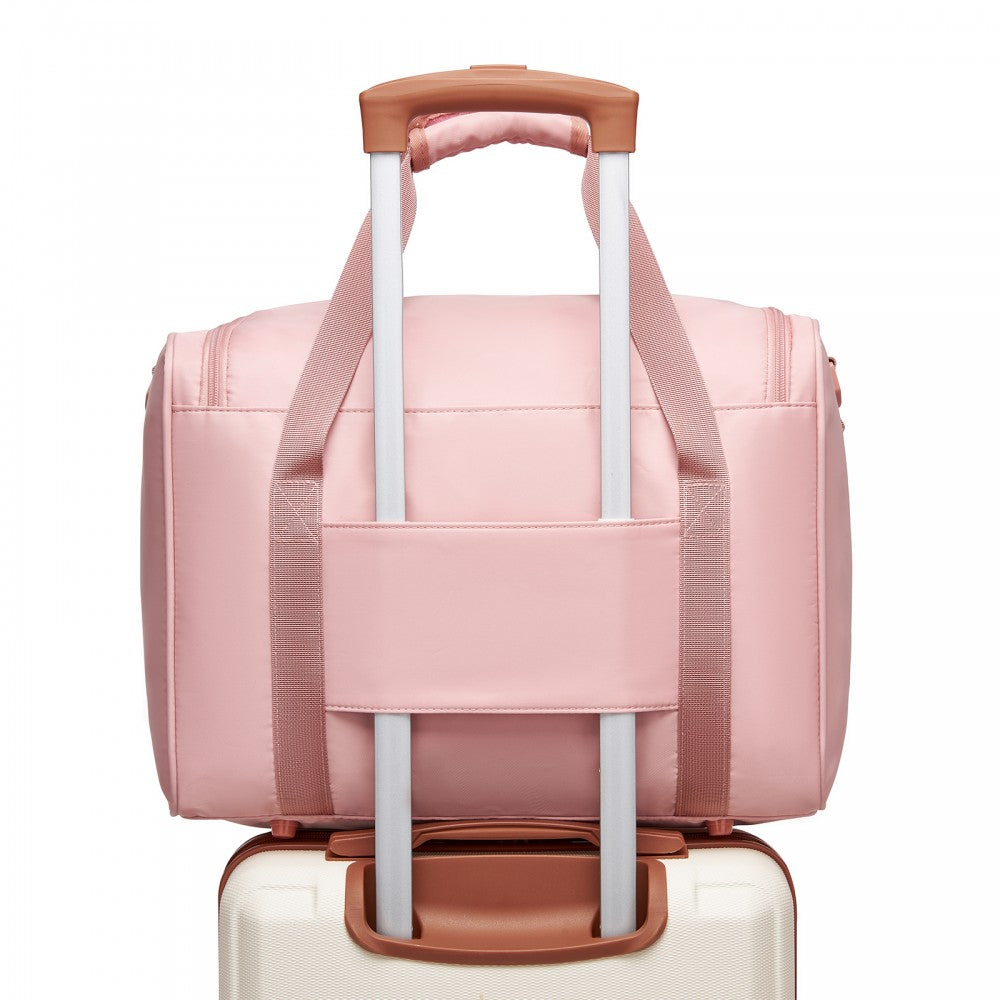 Compact and Lightweight Personal-Item Travel Bag – U-Zip Wide Opening and Trolley Sleeve – Nude
