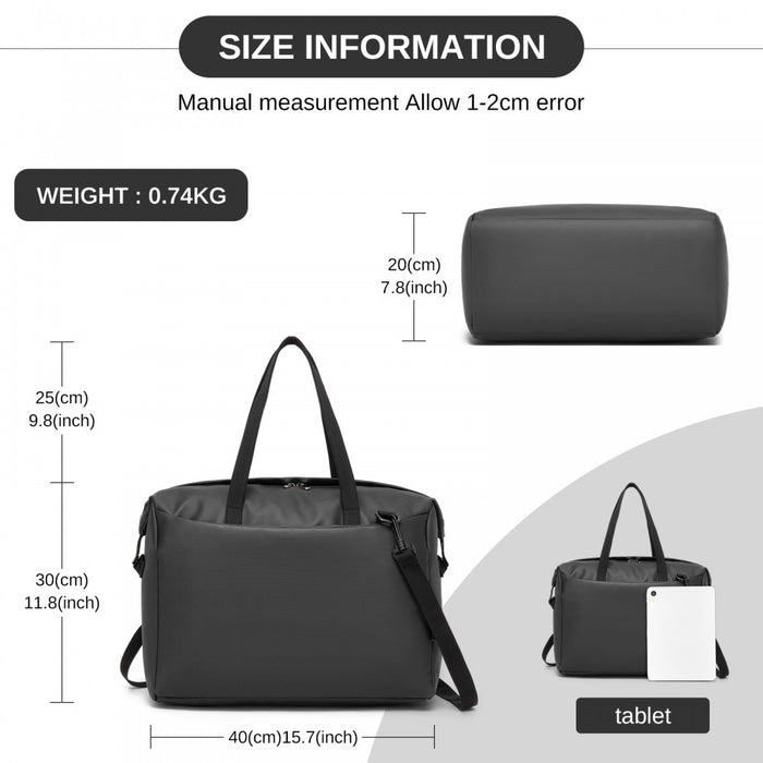 Cabin Approved Travel Bag – Carry-On Shoulder Bag – Black