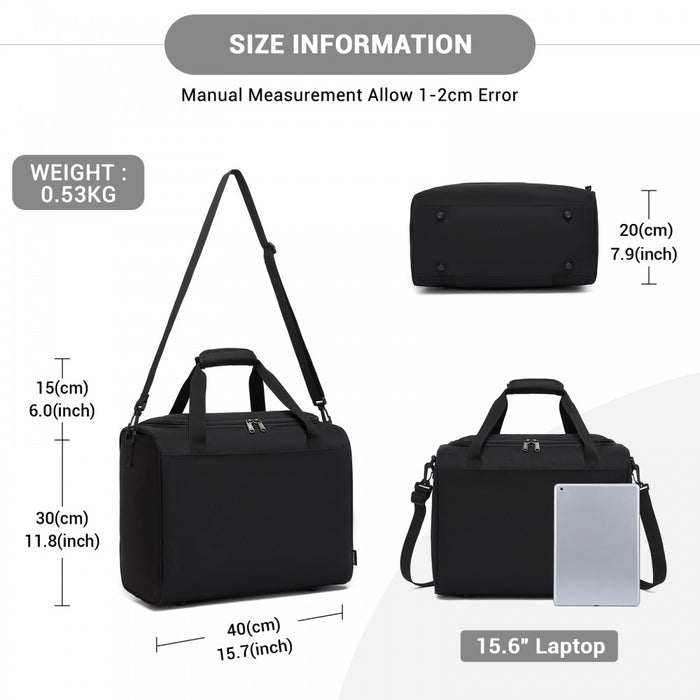 Airline-Approved Cabin Travel Duffel – Weekender with U-Zip Opening – Black