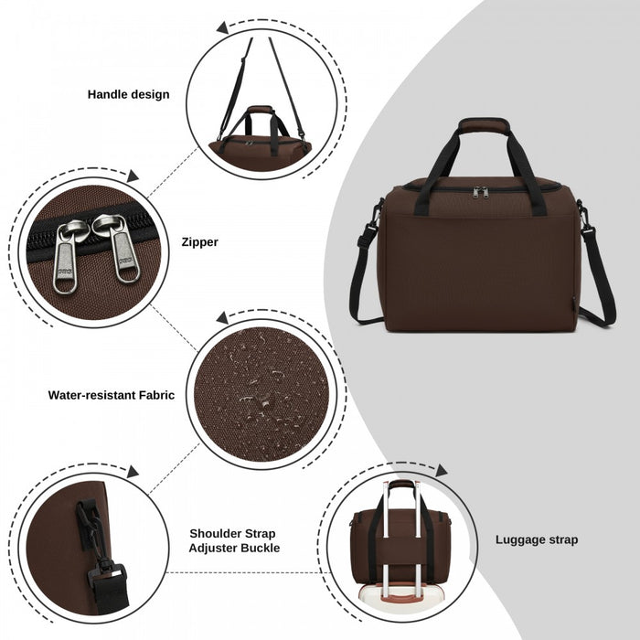 Airline-Approved Cabin Travel Duffel – Weekender with U-Zip Opening – Brown
