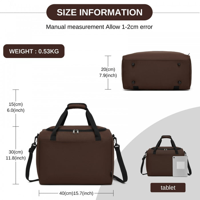 Airline-Approved Cabin Travel Duffel – Weekender with U-Zip Opening – Brown