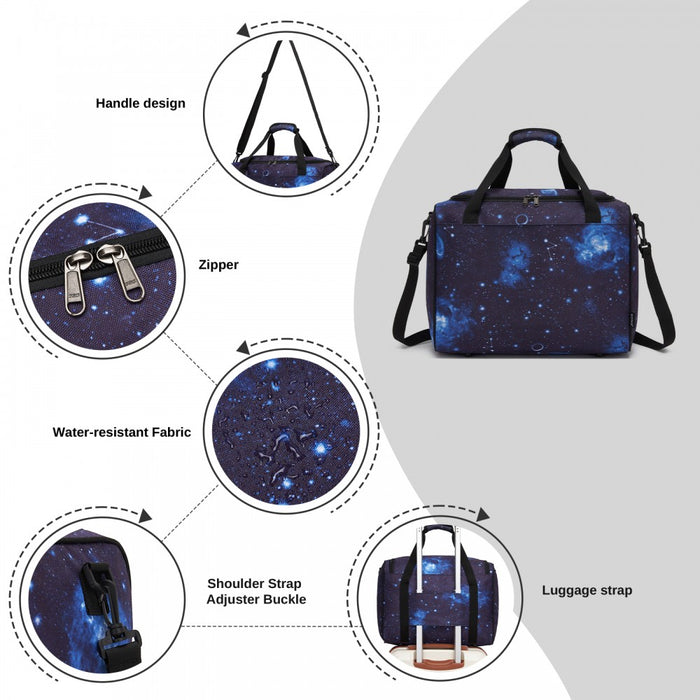 Airline-Approved Cabin Travel Duffel – Weekender with U-Zip Opening – Galaxy Blue