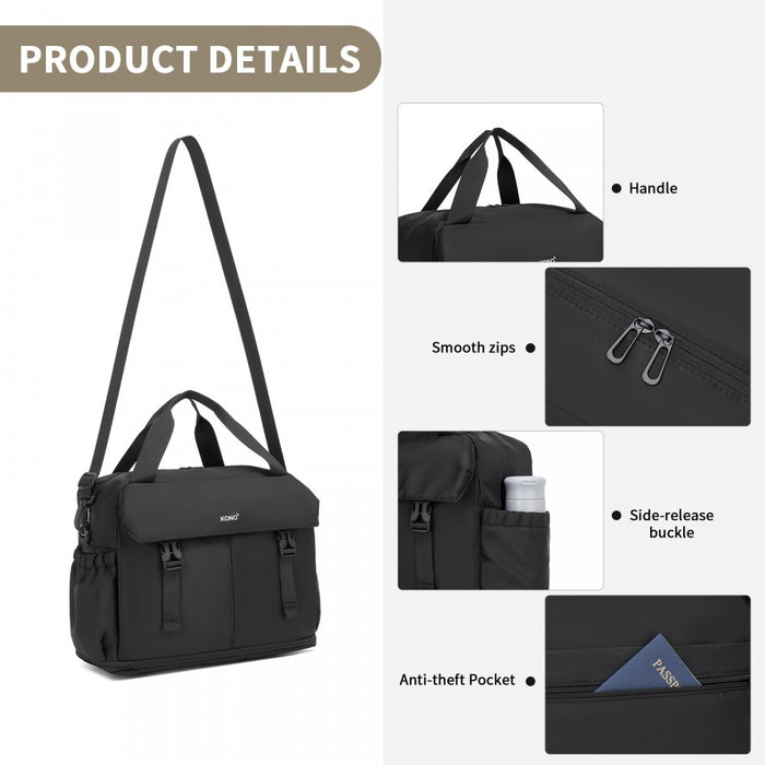 Expandable Cabin Travel Bag – Large, Water-Resistant, Multi-Compartment Weekend and Carry-On Tote – Black